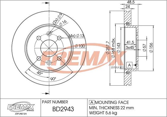 FREMAX BD-2943 - Гальмівний диск avtolavka.club