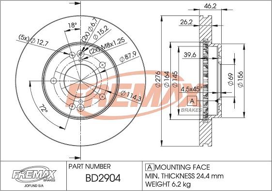 FREMAX BD-2904 - Гальмівний диск avtolavka.club