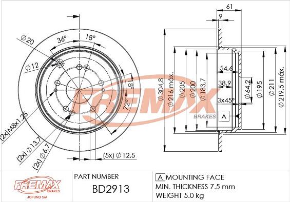 FREMAX BD-2913 - Гальмівний диск avtolavka.club