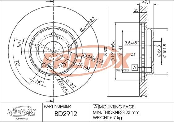 FREMAX BD-2912 - Гальмівний диск avtolavka.club