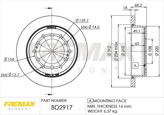 FREMAX BD-2917 - Гальмівний диск avtolavka.club