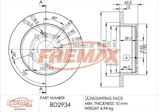 FREMAX BD-2934 - Гальмівний диск avtolavka.club