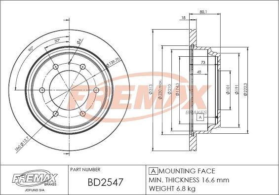 FREMAX BD-2547 - Гальмівний диск avtolavka.club