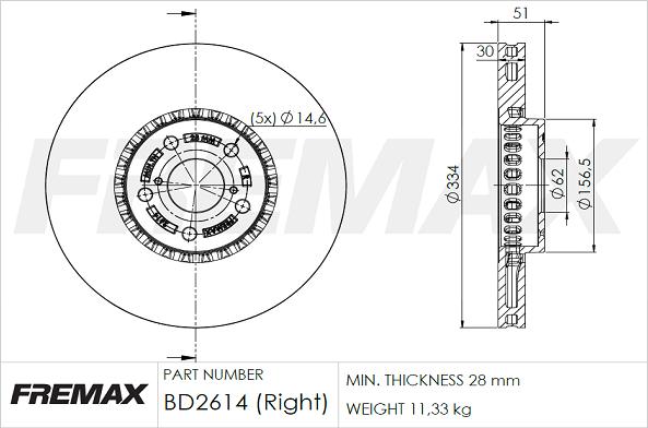 FREMAX BD-2614 - Гальмівний диск avtolavka.club