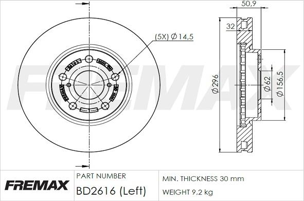 FREMAX BD-2616 - Гальмівний диск avtolavka.club