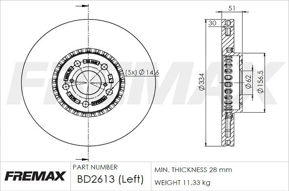 FREMAX BD-2613 - Гальмівний диск avtolavka.club