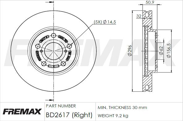 FREMAX BD-2617 - Гальмівний диск avtolavka.club