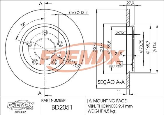 FREMAX BD-2051 - Гальмівний диск avtolavka.club