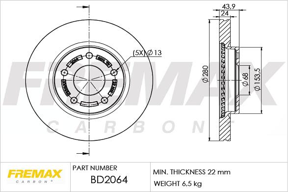 FREMAX BD-2064 - Гальмівний диск avtolavka.club