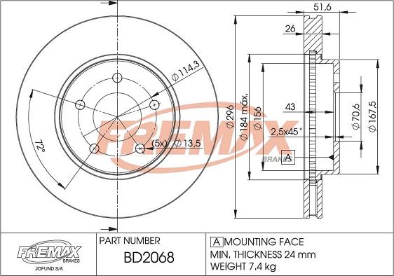 FREMAX BD-2068 - Гальмівний диск avtolavka.club