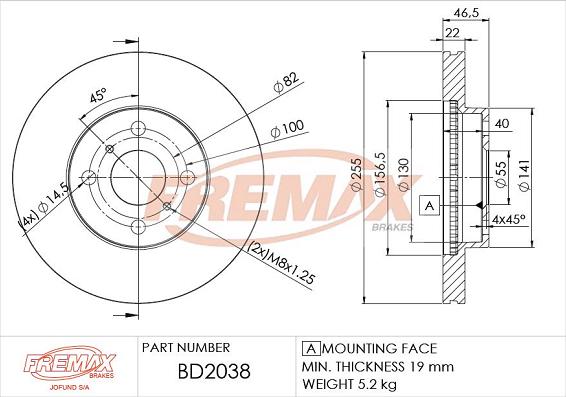 FREMAX BD-2038 - Гальмівний диск avtolavka.club