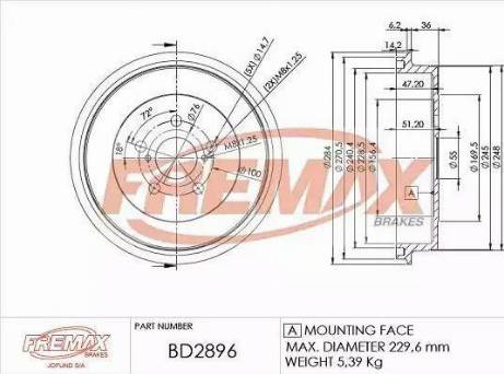 FREMAX BD-2896 - Гальмівний барабан avtolavka.club