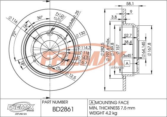 FREMAX BD-2861 - Гальмівний диск avtolavka.club