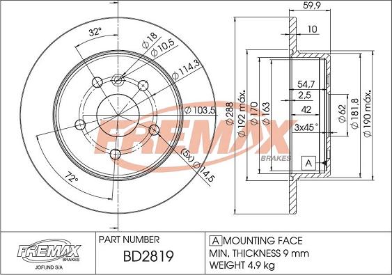 FREMAX BD-2819 - Гальмівний диск avtolavka.club