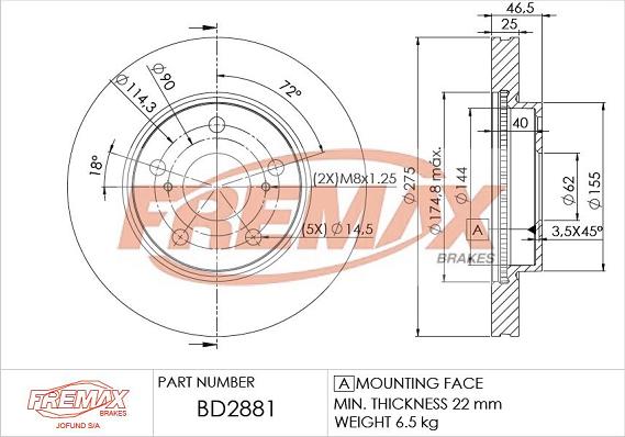 FREMAX BD-2881 - Гальмівний диск avtolavka.club