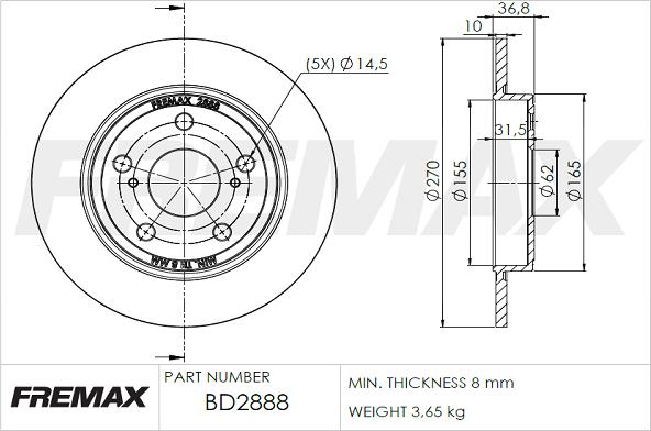 FREMAX BD-2888 - Гальмівний диск avtolavka.club