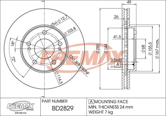 FREMAX BD-2829 - Гальмівний диск avtolavka.club