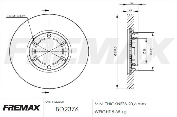 FREMAX BD-2376 - Гальмівний диск avtolavka.club