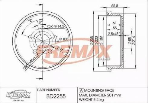 FREMAX BD-2255 - Гальмівний барабан avtolavka.club