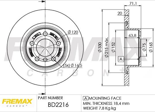 FREMAX BD-2216 - Гальмівний диск avtolavka.club