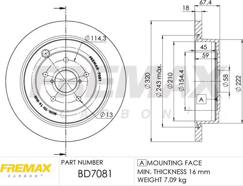 FREMAX BD-7081 - Гальмівний диск avtolavka.club