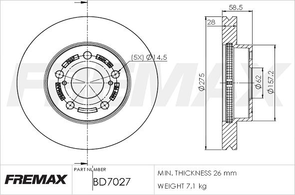 FREMAX BD-7027 - Гальмівний диск avtolavka.club