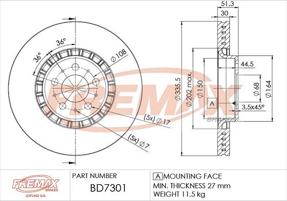 FREMAX BD-7301 - Гальмівний диск avtolavka.club