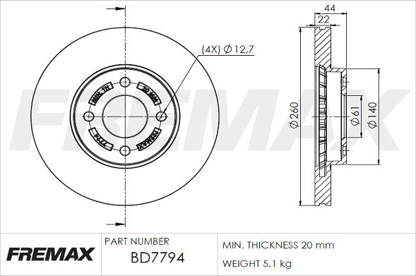 FREMAX BD-7794 - Гальмівний диск avtolavka.club