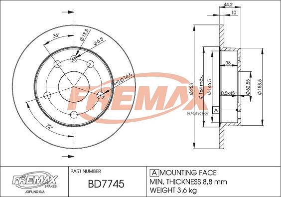 FREMAX BD-7745 - Гальмівний диск avtolavka.club