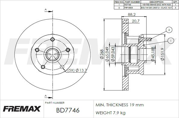 FREMAX BD-7746 - Гальмівний диск avtolavka.club