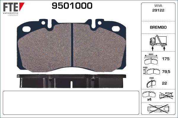 FTE 9501000 - Гальмівні колодки, дискові гальма avtolavka.club