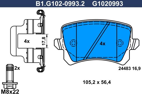 Galfer B1.G102-0993.2 - Гальмівні колодки, дискові гальма avtolavka.club