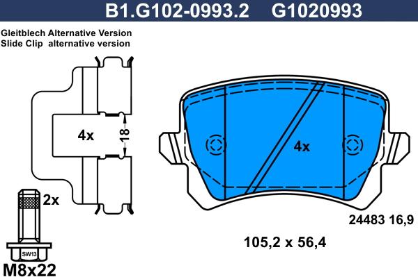 Galfer B1.G102-0993.2 - Гальмівні колодки, дискові гальма avtolavka.club