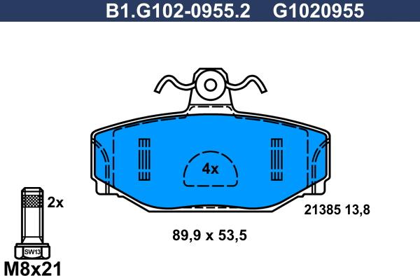Galfer B1.G102-0955.2 - Гальмівні колодки, дискові гальма avtolavka.club