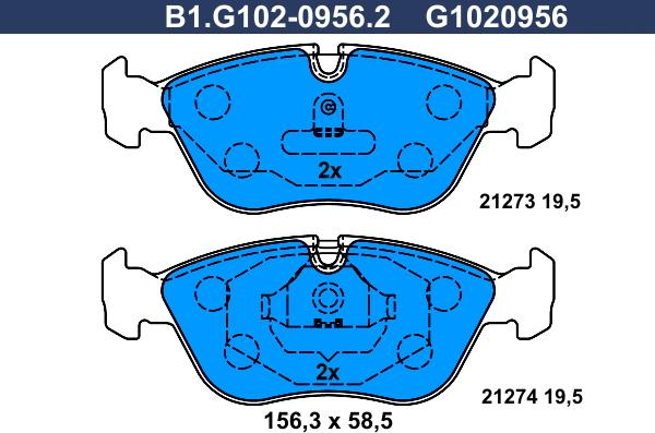 Galfer B1.G102-0956.2 - Гальмівні колодки, дискові гальма avtolavka.club