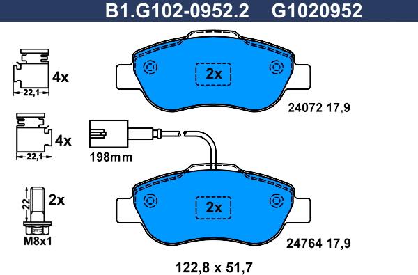 Galfer B1.G102-0952.2 - Гальмівні колодки, дискові гальма avtolavka.club