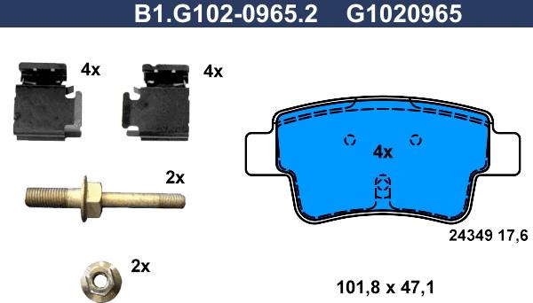 Galfer B1.G102-0965.2 - Гальмівні колодки, дискові гальма avtolavka.club