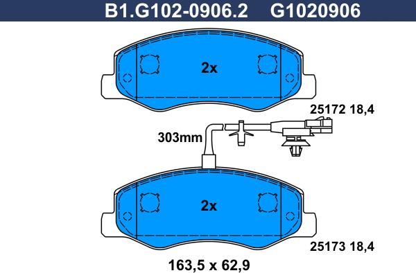 Galfer B1.G102-0906.2 - Гальмівні колодки, дискові гальма avtolavka.club