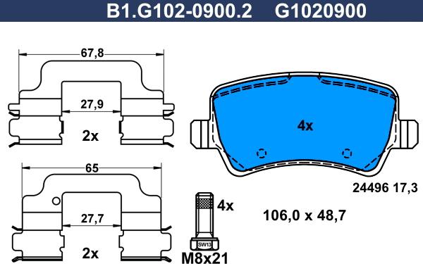 Galfer B1.G102-0900.2 - Гальмівні колодки, дискові гальма avtolavka.club