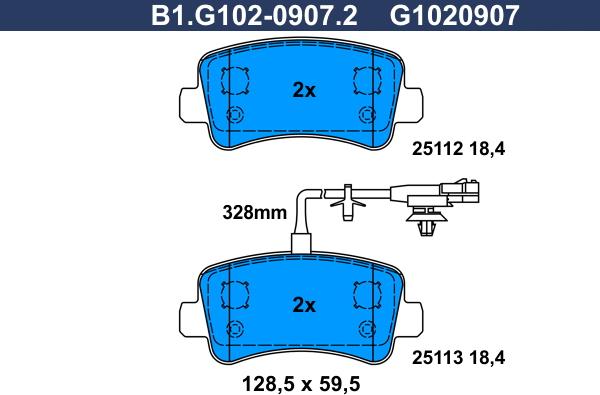 Galfer B1.G102-0907.2 - Гальмівні колодки, дискові гальма avtolavka.club