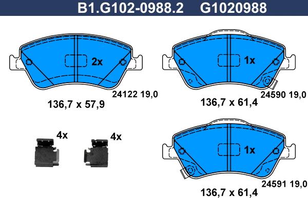 Galfer B1.G102-0988.2 - Гальмівні колодки, дискові гальма avtolavka.club