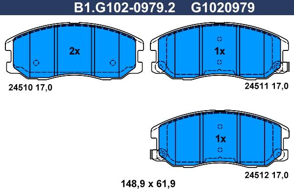 Galfer B1.G102-0979.2 - Гальмівні колодки, дискові гальма avtolavka.club