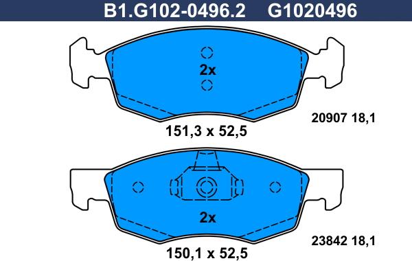 Galfer B1.G102-0496.2 - Гальмівні колодки, дискові гальма avtolavka.club