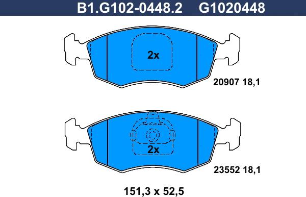 Galfer B1.G102-0448.2 - Гальмівні колодки, дискові гальма avtolavka.club