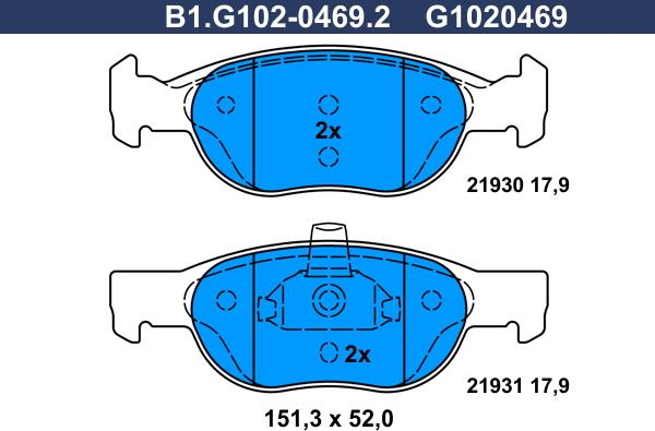 Galfer B1.G102-0469.2 - Гальмівні колодки, дискові гальма avtolavka.club