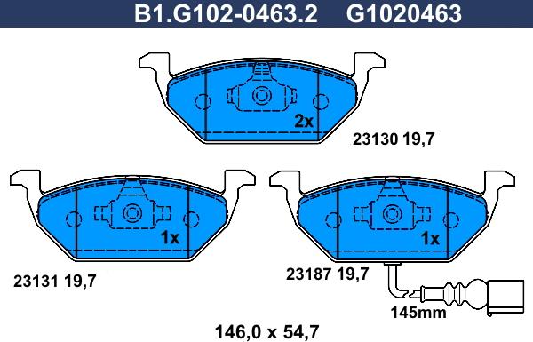 Galfer B1.G102-0463.2 - Гальмівні колодки, дискові гальма avtolavka.club