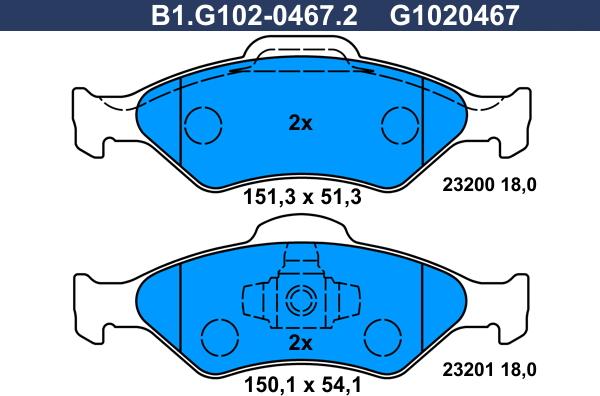 Galfer B1.G102-0467.2 - Гальмівні колодки, дискові гальма avtolavka.club