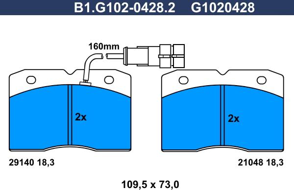 Galfer B1.G102-0428.2 - Гальмівні колодки, дискові гальма avtolavka.club