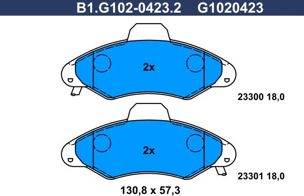 Galfer B1.G102-0423.2 - Гальмівні колодки, дискові гальма avtolavka.club