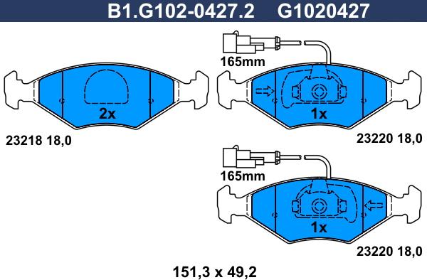 Galfer B1.G102-0427.2 - Гальмівні колодки, дискові гальма avtolavka.club